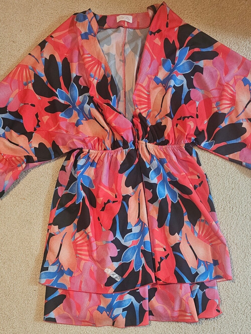 Pink Lily "Blush Floral Mini Dress" is a vibrant, resort-style Dress Size Large - Picture 7 of 9